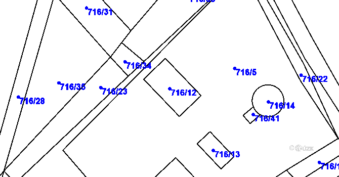 Parcela st. 716/12 v KÚ Kačice, Katastrální mapa