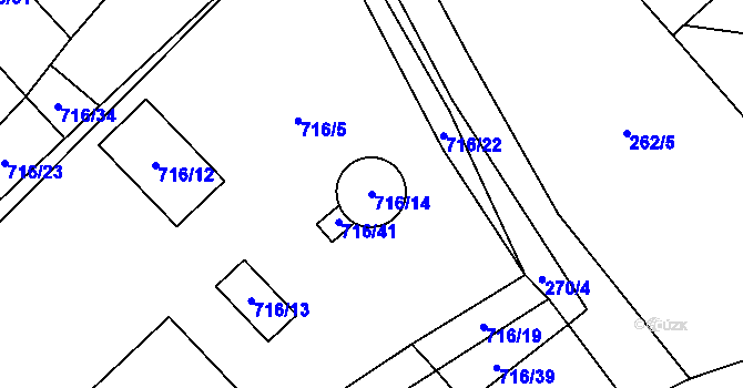 Parcela st. 716/14 v KÚ Kačice, Katastrální mapa