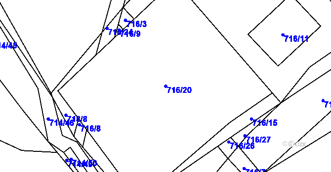 Parcela st. 716/20 v KÚ Kačice, Katastrální mapa