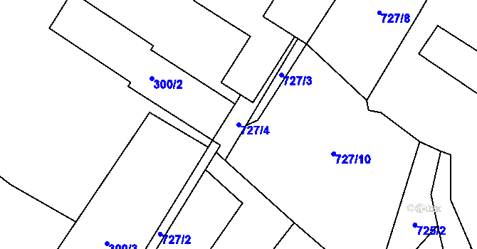 Parcela st. 727/4 v KÚ Kačice, Katastrální mapa