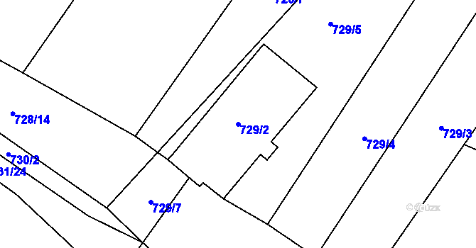 Parcela st. 729/2 v KÚ Kačice, Katastrální mapa