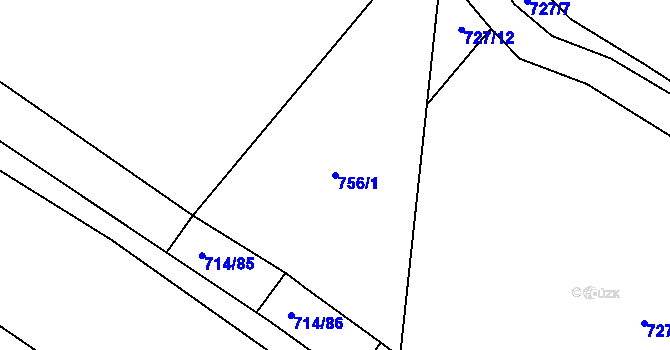 Parcela st. 756/1 v KÚ Kačice, Katastrální mapa