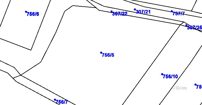 Parcela st. 756/5 v KÚ Kačice, Katastrální mapa