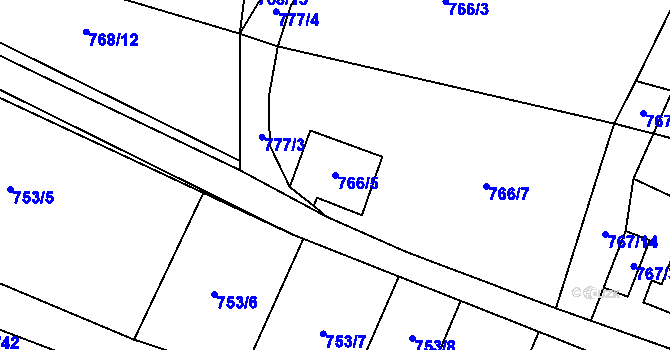 Parcela st. 766/5 v KÚ Kačice, Katastrální mapa