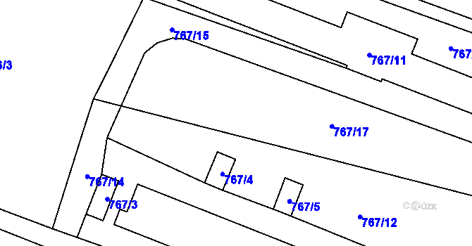 Parcela st. 767/1 v KÚ Kačice, Katastrální mapa