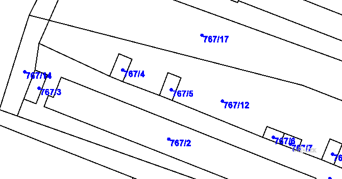 Parcela st. 767/5 v KÚ Kačice, Katastrální mapa