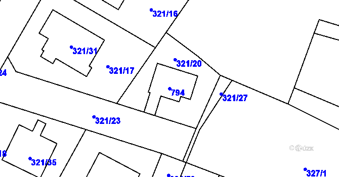 Parcela st. 794 v KÚ Kačice, Katastrální mapa