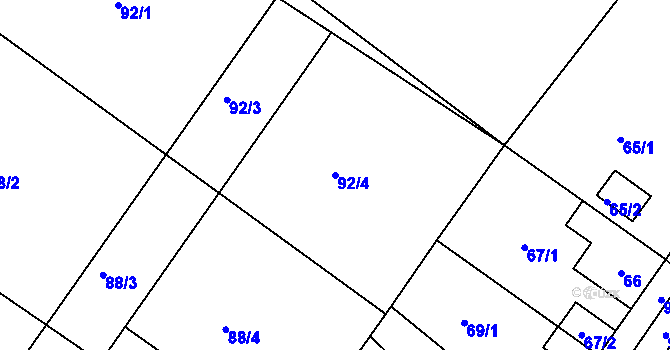 Parcela st. 92/4 v KÚ Kačice, Katastrální mapa