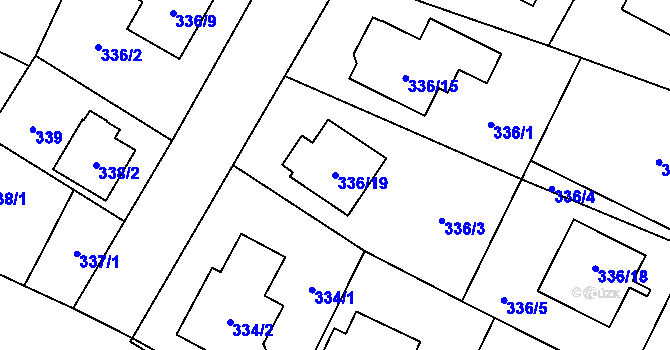 Parcela st. 336/19 v KÚ Kačice, Katastrální mapa