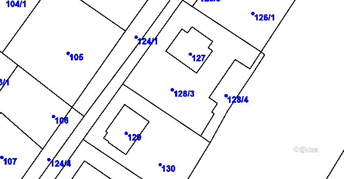 Parcela st. 128/3 v KÚ Kačice, Katastrální mapa