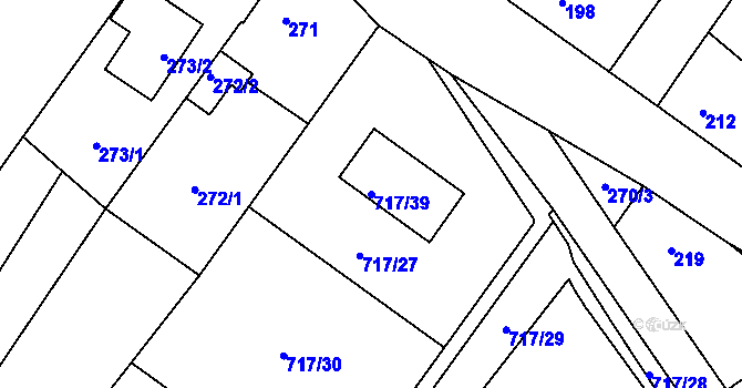 Parcela st. 717/39 v KÚ Kačice, Katastrální mapa