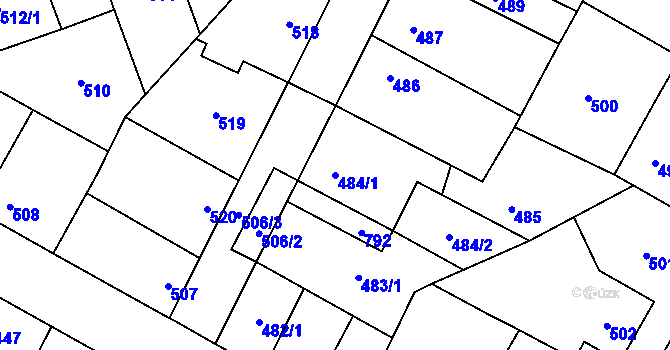 Parcela st. 484/1 v KÚ Kačice, Katastrální mapa