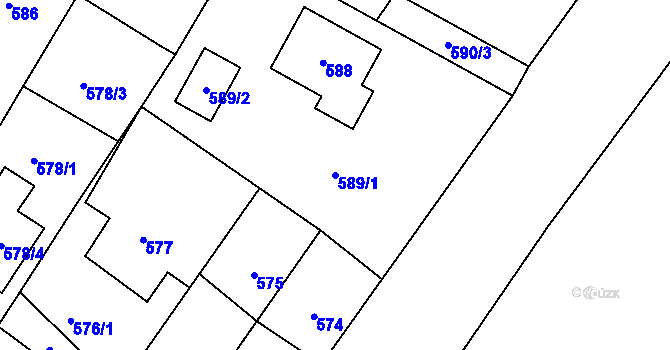 Parcela st. 589/1 v KÚ Kačice, Katastrální mapa