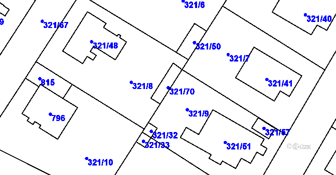 Parcela st. 321/70 v KÚ Kačice, Katastrální mapa