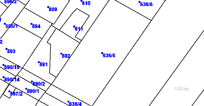 Parcela st. 636/5 v KÚ Kačice, Katastrální mapa