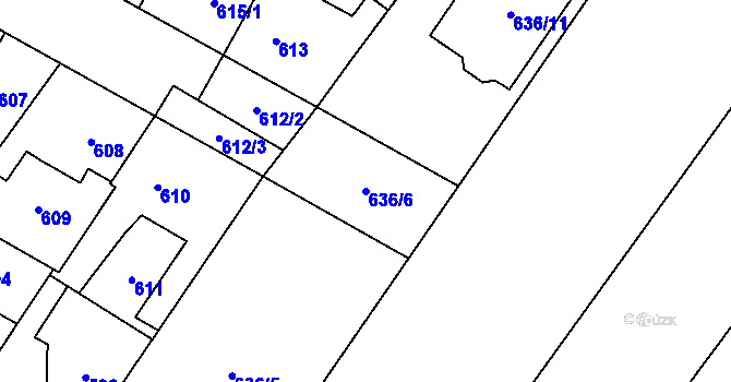 Parcela st. 636/6 v KÚ Kačice, Katastrální mapa