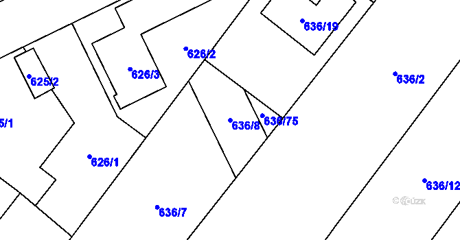 Parcela st. 636/8 v KÚ Kačice, Katastrální mapa