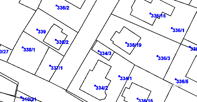 Parcela st. 334/3 v KÚ Kačice, Katastrální mapa