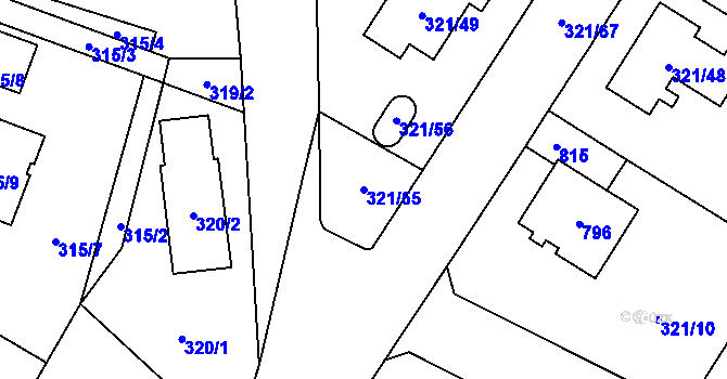 Parcela st. 321/55 v KÚ Kačice, Katastrální mapa