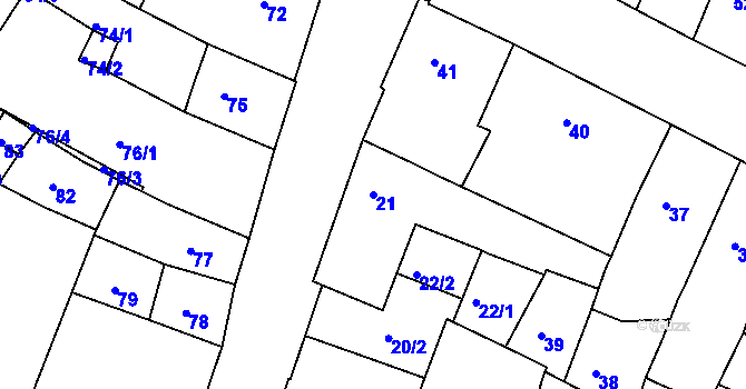 Parcela st. 21 v KÚ Kadaň, Katastrální mapa