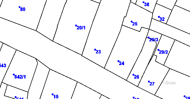 Parcela st. 23 v KÚ Kadaň, Katastrální mapa