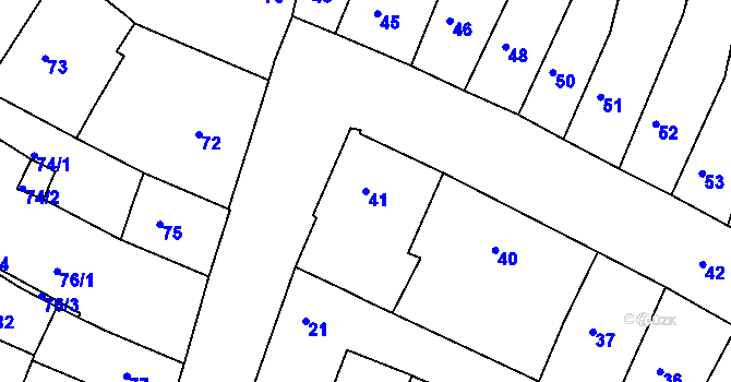 Parcela st. 41 v KÚ Kadaň, Katastrální mapa