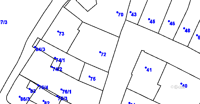 Parcela st. 72 v KÚ Kadaň, Katastrální mapa