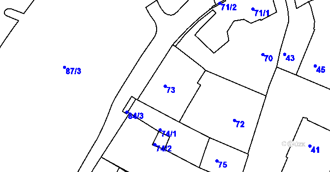 Parcela st. 73 v KÚ Kadaň, Katastrální mapa