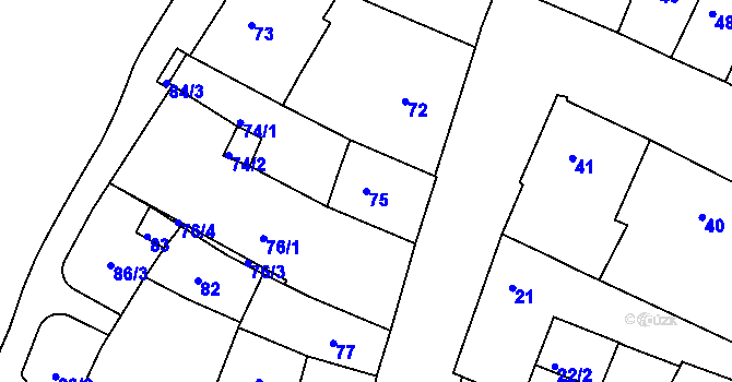 Parcela st. 75 v KÚ Kadaň, Katastrální mapa