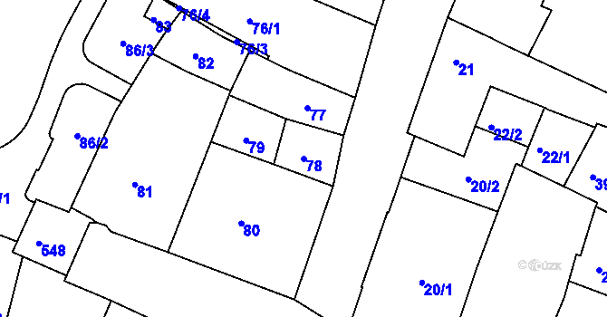 Parcela st. 78 v KÚ Kadaň, Katastrální mapa