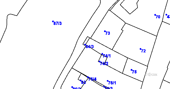 Parcela st. 84/3 v KÚ Kadaň, Katastrální mapa