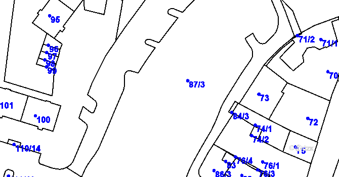 Parcela st. 86 v KÚ Kadaň, Katastrální mapa