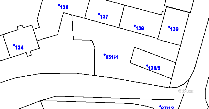 Parcela st. 131/4 v KÚ Kadaň, Katastrální mapa