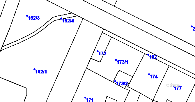 Parcela st. 172 v KÚ Kadaň, Katastrální mapa