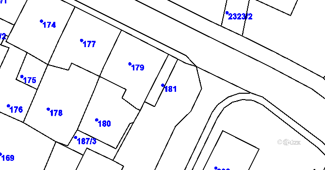 Parcela st. 181 v KÚ Kadaň, Katastrální mapa