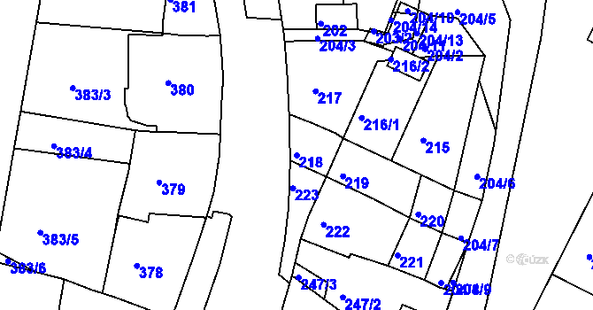 Parcela st. 218 v KÚ Kadaň, Katastrální mapa