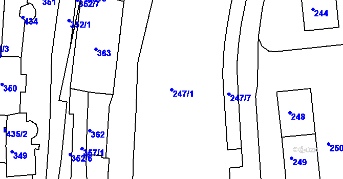 Parcela st. 247/1 v KÚ Kadaň, Katastrální mapa