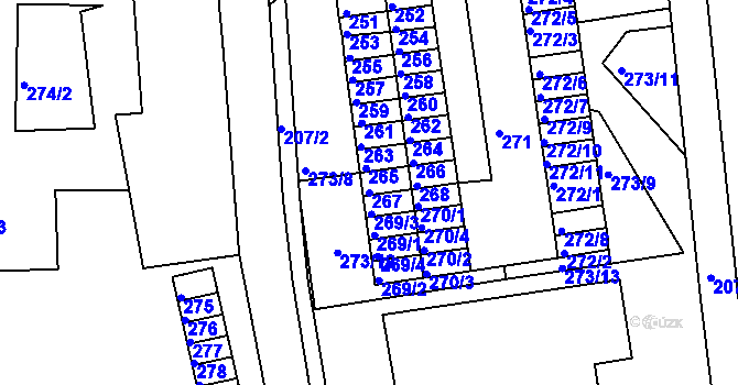 Parcela st. 267 v KÚ Kadaň, Katastrální mapa