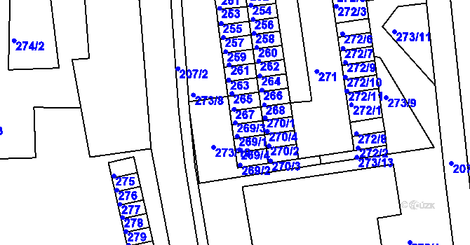 Parcela st. 269/3 v KÚ Kadaň, Katastrální mapa