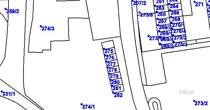 Parcela st. 276 v KÚ Kadaň, Katastrální mapa