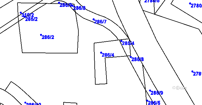 Parcela st. 286/4 v KÚ Kadaň, Katastrální mapa