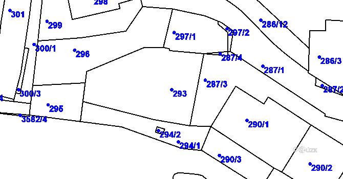 Parcela st. 293 v KÚ Kadaň, Katastrální mapa