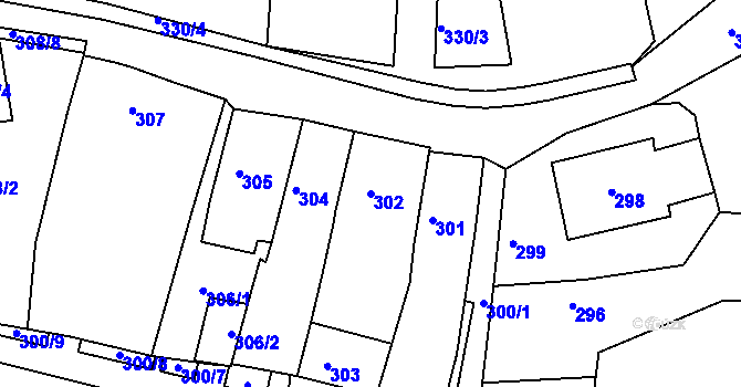 Parcela st. 302 v KÚ Kadaň, Katastrální mapa