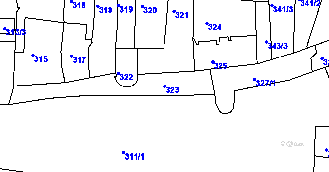 Parcela st. 323 v KÚ Kadaň, Katastrální mapa