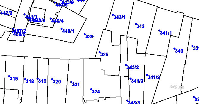 Parcela st. 326 v KÚ Kadaň, Katastrální mapa