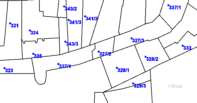 Parcela st. 327/2 v KÚ Kadaň, Katastrální mapa