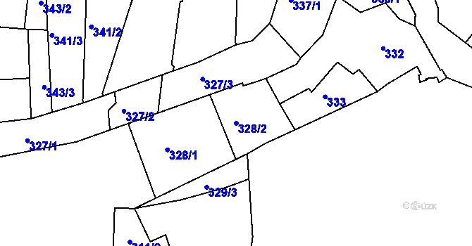 Parcela st. 328/2 v KÚ Kadaň, Katastrální mapa
