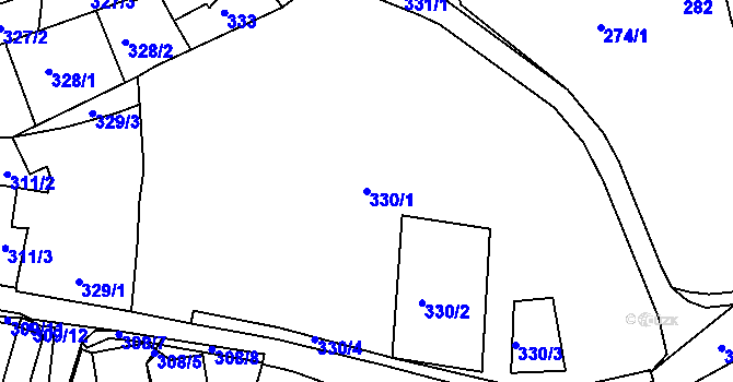 Parcela st. 330/1 v KÚ Kadaň, Katastrální mapa
