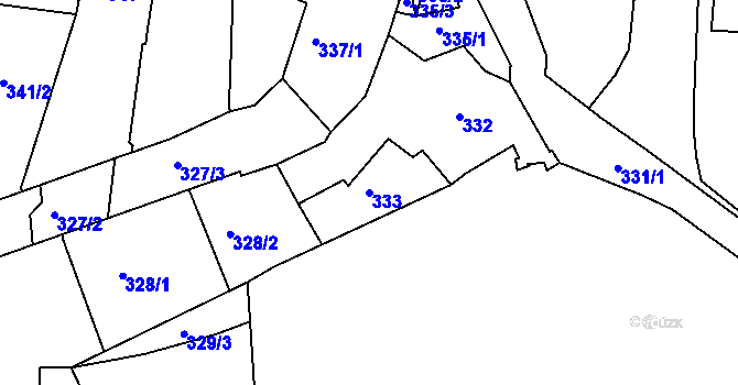 Parcela st. 333 v KÚ Kadaň, Katastrální mapa