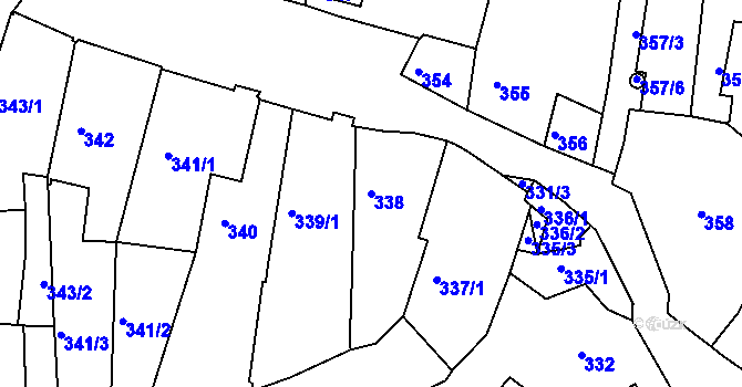 Parcela st. 338 v KÚ Kadaň, Katastrální mapa